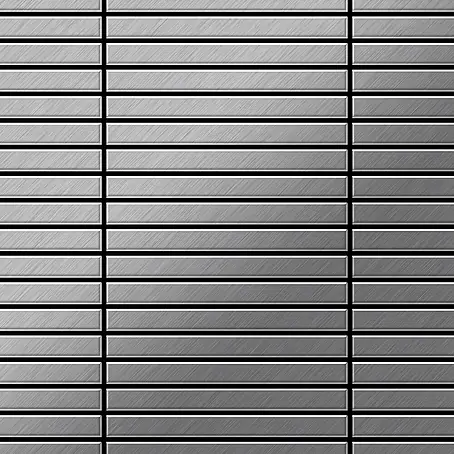 ALLOY  Mosaikfliese Mosaik Fliese massiv Edelstahl gebürstet grau 1,6mm stark Linear-S-S-B