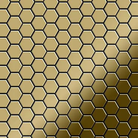 ALLOY  Mosaikfliese Mosaik Fliese massiv Titan hochglänzend gold 1,6mm stark Honey-Ti-GM