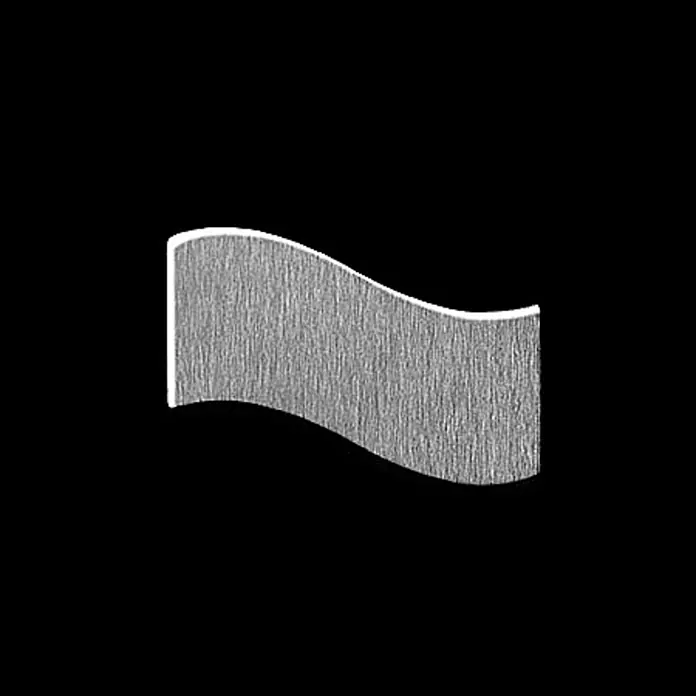 ALLOY Mosaikfliese Mosaik Fliese massiv Edelstahl marine hochglanz grau 1,6mm Flux-S-S-MM - 318 x 305 mm, Grau, Silber, Blau, Hochglänzend - Gewellter Streifen aus gebürstetem Silbermetall mit weißem Rand.