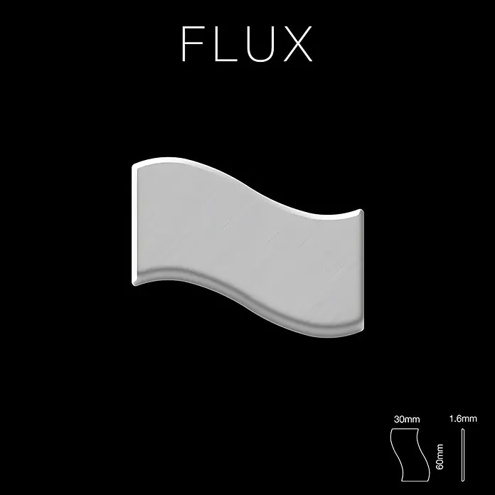 ALLOY Mosaikfliese Mosaik Fliese massiv Metall Edelstahl gebürstet grau 1,6mm stark Flux-S-S-B - 318 x 305 mm, Grau, Silber, Sonstiges - Hellgraues, gewelltes Metall-Massage- oder Schabewerkzeug mit gebürsteter Textur, ca. 60x30x1.6mm.