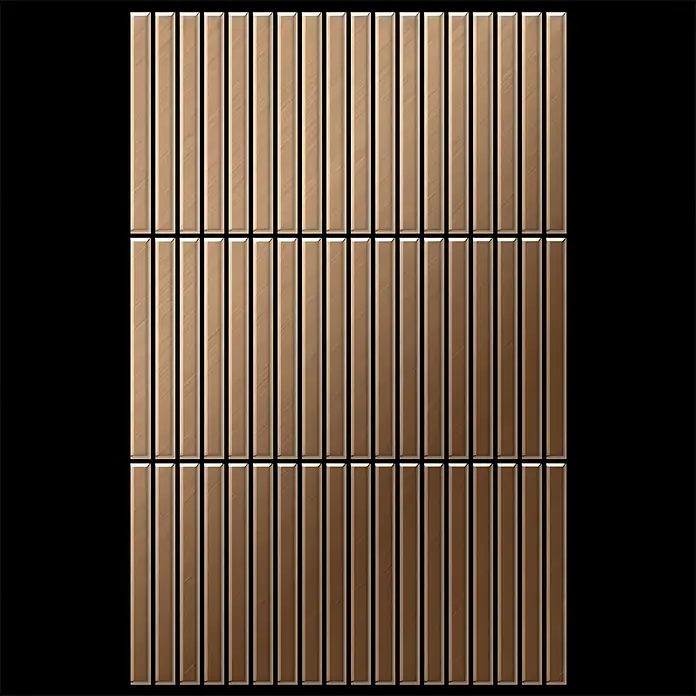 ALLOY Mosaikfliese Mosaik Fliese massiv Titan gebürstet kupfer 1,6mm stark Linear-Ti-AB - 316 x 297 mm, Bronze, Sonstiges - Bronzefarbene, gebürstete, metallische Rechteckmosaikfliesen.