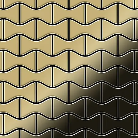 ALLOY  Mosaikfliese Mosaik Fliese massiv Titan hochglänzend gold 1,6mm stark Kismet-Ti-GM