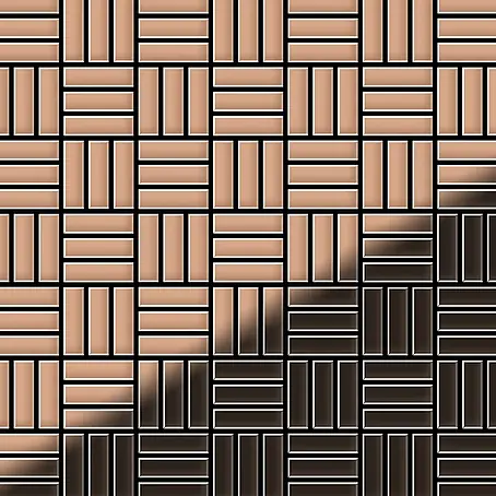 ALLOY  Mosaikfliese Mosaik Fliese massiv Kupfer gewalzt kupfer 1,6mm stark Basketweave-CM
