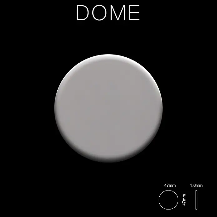 ALLOY Mosaikfliese Mosaik Fliese massiv Metall Edelstahl matt grau 1,6mm stark Dome-S-S-MA - 313 x 256 mm, Grau, Silber, Matt - Hellgraues DOME-Bauteil mit 47mm Durchmesser und 1,6mm Höhe.