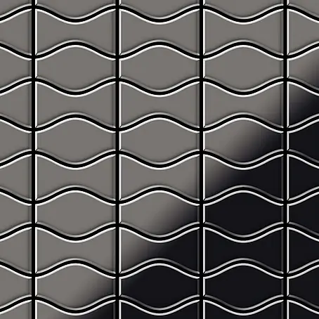 ALLOY  Mosaikfliese Mosaik Fliese massiv Metall Titan hochglanz grau 1,6mm Kismet & Karma-Ti-SM