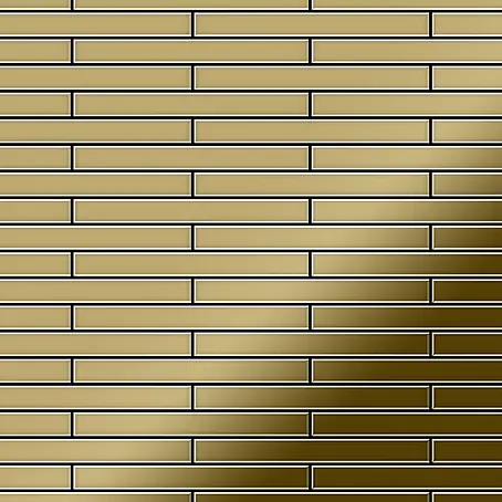 ALLOY  Mosaikfliese Mosaik Fliese massiv Titan hochglänzend gold 1,6mm stark Deedee-Ti-GM