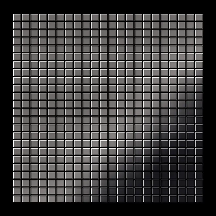 ALLOY Mosaikfliese Mosaik Fliese massiv Metall Titan hochglanz dunkelgrau 1,6mm Glomesh-Ti-SM - 316 x 316 mm, Schwarz, Grau, Hochglänzend - Gittermuster aus dunkelgrauen Metallquadraten, bietet eine elegante, moderne Textur.