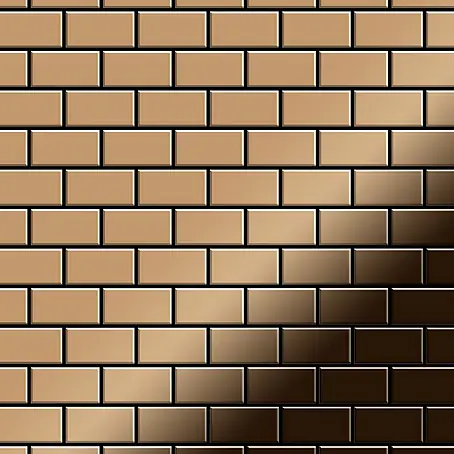 ALLOY  Mosaikfliese Mosaik Fliese massiv Titan hochglänzend kupfer 1,6mm stark House-Ti-AM