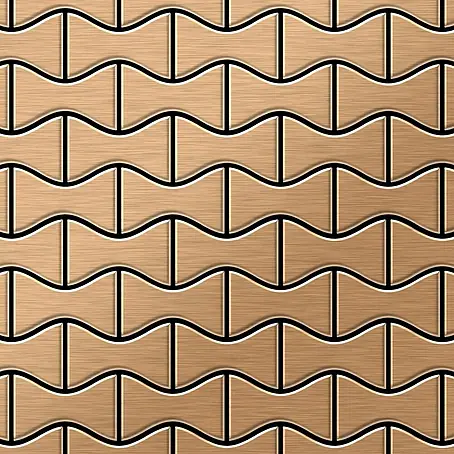 ALLOY  Mosaikfliese Mosaik Fliese massiv Metall Titan gebürstet kupfer 1,6mm stark Kismet-Ti-AB