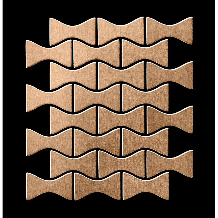 ALLOY Mosaikfliese Mosaik Fliese massiv Metall Titan gebürstet kupfer 1,6mm stark Kismet-Ti-AB - 329 x 299 mm, Bronze, Sonstiges - Gebürstete kupferfarbene ineinandergreifende Fliesen in Schleifenform.