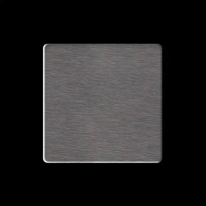 ALLOY Mosaikfliese Mosaik Fliese massiv Edelstahl gebürstet 1,6mm stark Cinquanta-S-S-B - 306 x 306 mm, Grau, Silber, Sonstiges - Gebürstetes graues Metallquadrat mit abgerundeten Ecken.