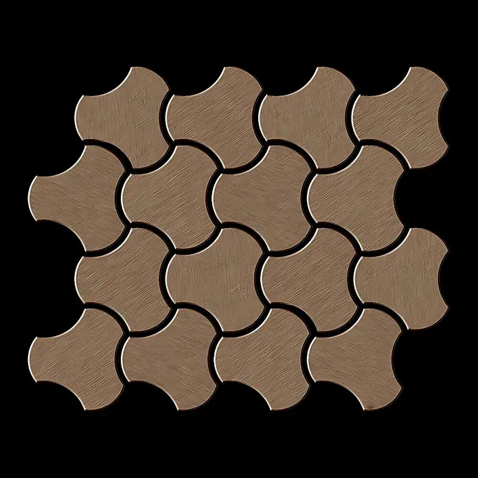 ALLOY Mosaikfliese Mosaik Fliese massiv Titan gebürstet kupfer 1,6mm stark Ubiquity-Ti-AB - 270 x 325 mm, Bronze, Sonstiges - Verbundene braune Fliesen mit gebürsteter Textur.