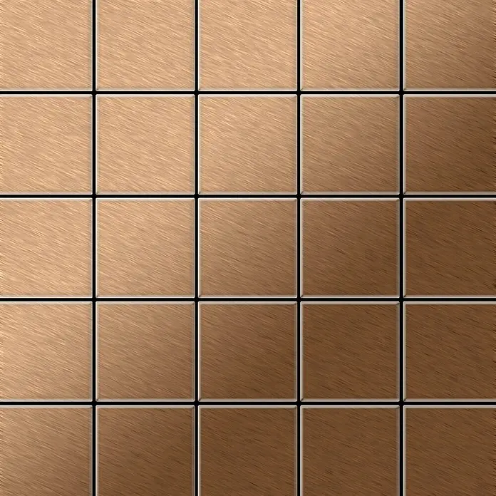 ALLOY Mosaikfliese Mosaik Fliese massiv Titan gebürstet kupfer 1,6mm stark Century-Ti-AB - 98 x 98 mm, Bronze, Sonstiges - Quadratische Fliesen aus gebürsteter Bronze mit Farbverlauf von hell- zu dunkelbraun.