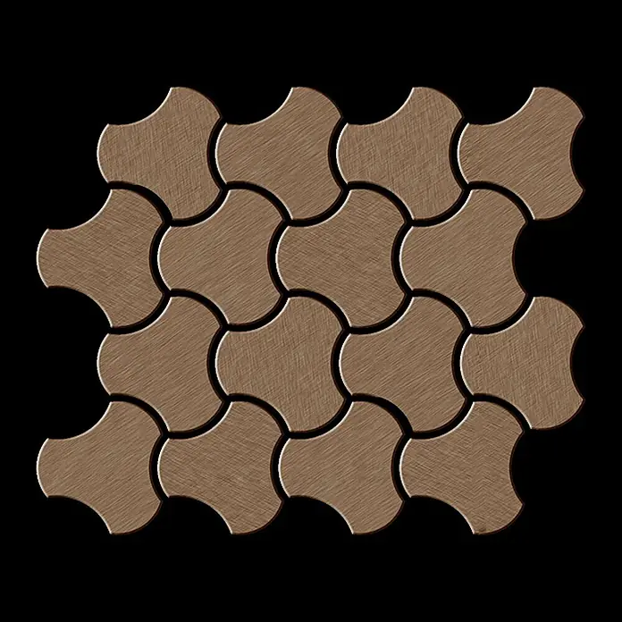 ALLOY Mosaikfliese Mosaik Fliese massiv Titan gebürstet kupfer 1,6mm stark Ubiquity-Ti-AB - 270 x 325 mm, Bronze, Sonstiges - Braune Verbundpflastersteine mit gebürsteter Textur, die ein dekoratives Muster bilden.
