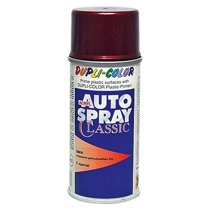 Dupli-Color Acryl-Autospray Classic - BMW, Calypsorot Perlcoloreffekt, 150 ml - Dose Dupli-Color Auto Spray Classic in Rot, ideal zum Lackieren von Kunststoffoberflächen und für BMW Calypsorot Farbton.