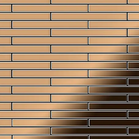 ALLOY  Mosaikfliese Mosaik Fliese massiv Titan hochglänzend kupfer 1,6mm stark Avenue-Ti-AM