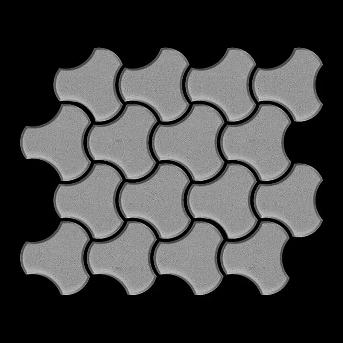 ALLOY Mosaikfliese Mosaik Fliese massiv Metall Edelstahl matt grau 1,6mm stark Ubiquity-S-S-MA - 270 x 325 mm, Grau, Silber, Matt - Graue, geschwungene Verbundpflastersteine.