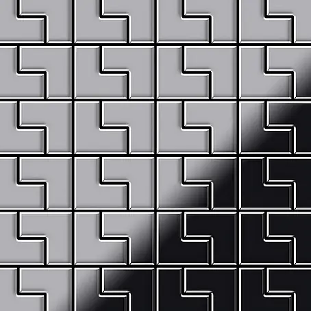ALLOY  Mosaikfliese Mosaik Fliese massiv Edelstahl hochglänzend grau 1,6mm stark Kink-S-S-M