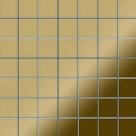ALLOY  Mosaikfliese Mosaik Fliese massiv Titan hochglänzend gold 1,6mm stark Attica-Ti-GM