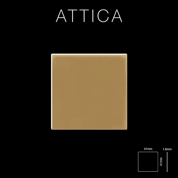 ALLOY Mosaikfliese Mosaik Fliese massiv Titan hochglänzend gold 1,6mm stark Attica-Ti-GM - 295 x 295 mm, Gold, Hochglänzend - Quadratische goldene Fliese Attica, 41x41mm und 1,6mm dick.