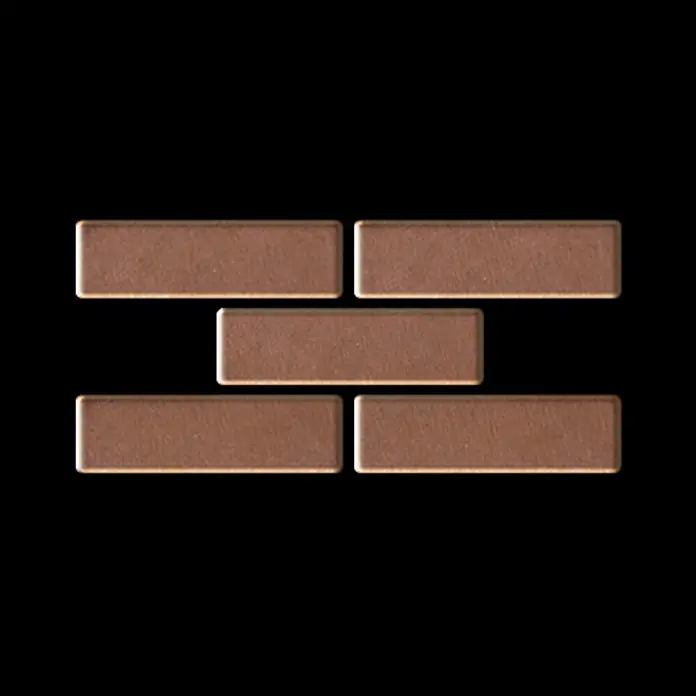 ALLOY Mosaikfliese Mosaik Fliese massiv Metall Kupfer gewalzt kupfer 1,6mm stark PK-CM - 309 x 302 mm, Bronze, Sonstiges - Fünf braune, rechteckige Fliesen in versetzter Ziegelanordnung.