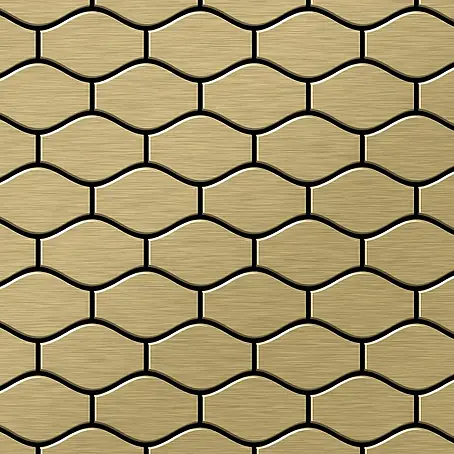 ALLOY  Mosaikfliese Mosaik Fliese massiv Metall Titan gebürstet gold 1,6mm stark Karma-Ti-GB