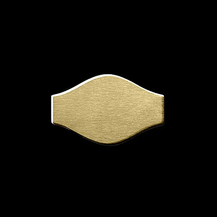 ALLOY Mosaikfliese Mosaik Fliese massiv Metall Titan gebürstet gold 1,6mm stark Karma-Ti-GB - 329 x 301 mm, Gold, Sonstiges - Gebürstetes goldfarbenes Metallelement mit horizontal gestreckter, geschwungener Form und flachen Enden.