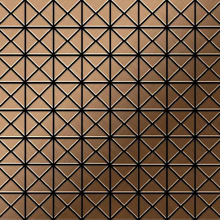 ALLOY  Mosaikfliese Mosaik Fliese massiv Metall Titan gebürstet kupfer 1,6mm stark Deco-Ti-AB