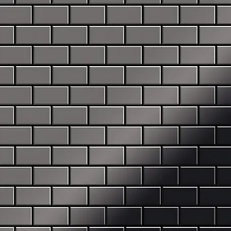 ALLOY  Mosaikfliese Mosaik Fliese massiv Metall Titan hochglanz dunkelgrau 1,6mm House-Ti-SM