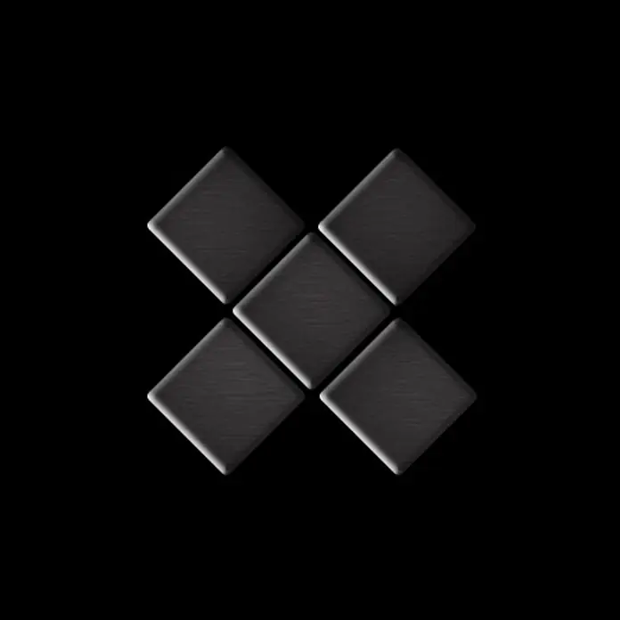 ALLOY Mosaikfliese Mosaik Fliese massiv Metall Titan gebürstet dunkelgrau 1,6mm Diamond-Ti-SB - 319 x 319 mm, Schwarz, Grau, Sonstiges - X-förmiges Muster aus dunkelgrauen Rauten mit gebürsteter Textur und dezenten hellen Kanten.