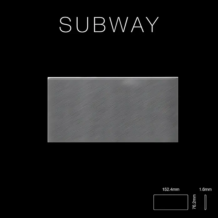 ALLOY Mosaikfliese Mosaik Fliese massiv Edelstahl marine gebürstet grau 1,6mm Subway-S-S-MB - 76 x 152 mm, Grau, Silber, Blau, Sonstiges - Gebürstete Metall-Subway-Fliese, 152,4mm x 76,2mm.