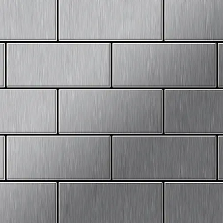 ALLOY  Mosaikfliese Mosaik Fliese massiv Edelstahl marine gebürstet grau 1,6mm Subway-S-S-MB