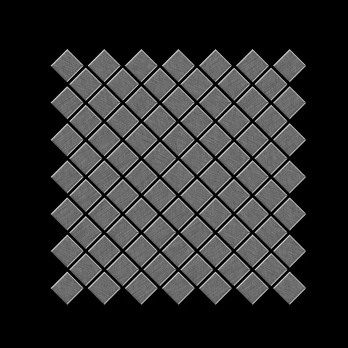 ALLOY Mosaikfliese Mosaik Fliese massiv Metall Titan gebürstet dunkelgrau 1,6mm Diamond-Ti-SB - 319 x 319 mm, Schwarz, Grau, Sonstiges - Graue metallische Rautenmosaikfliesen mit gebürsteter Textur.