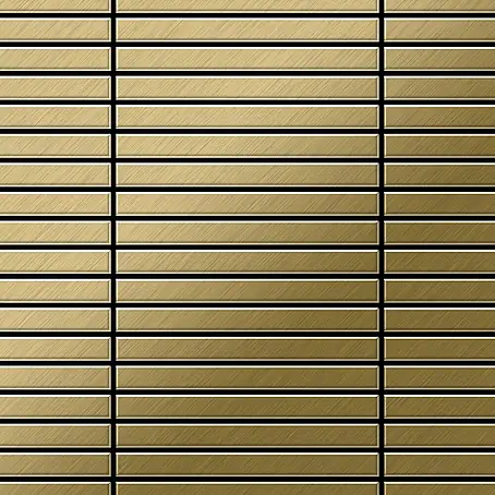 ALLOY  Mosaikfliese Mosaik Fliese massiv Metall Titan gebürstet gold 1,6mm stark Linear-Ti-GB