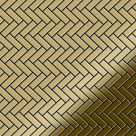 ALLOY  Mosaikfliese Mosaik Fliese massiv Metall Titan hochglanz gold 1,6mm Herringbone-Ti-GM