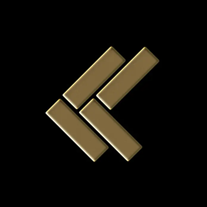 ALLOY Mosaikfliese Mosaik Fliese massiv Metall Titan hochglanz gold 1,6mm Herringbone-Ti-GM - 309 x 300 mm, Gold, Hochglänzend - Vier goldene rechteckige Balken, angeordnet als Pfeil nach links.