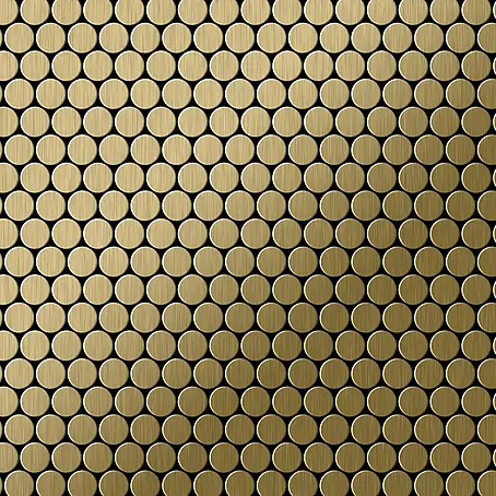 ALLOY  Mosaikfliese Mosaik Fliese massiv Metall Titan gebürstet gold 1,6mm stark Penny-Ti-GB