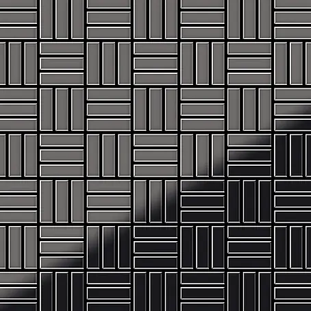 ALLOY  Mosaikfliese Mosaik Fliese massiv Titan hochglanz dunkelgrau 1,6mm Basketweave-Ti-SM