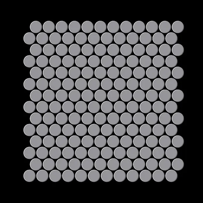 ALLOY Mosaikfliese Mosaik Fliese massiv Metall Edelstahl matt grau 1,6mm stark Penny-S-S-MA - 302 x 316 mm, Grau, Silber, Matt - Graue Penny Round Mosaikfliesen.