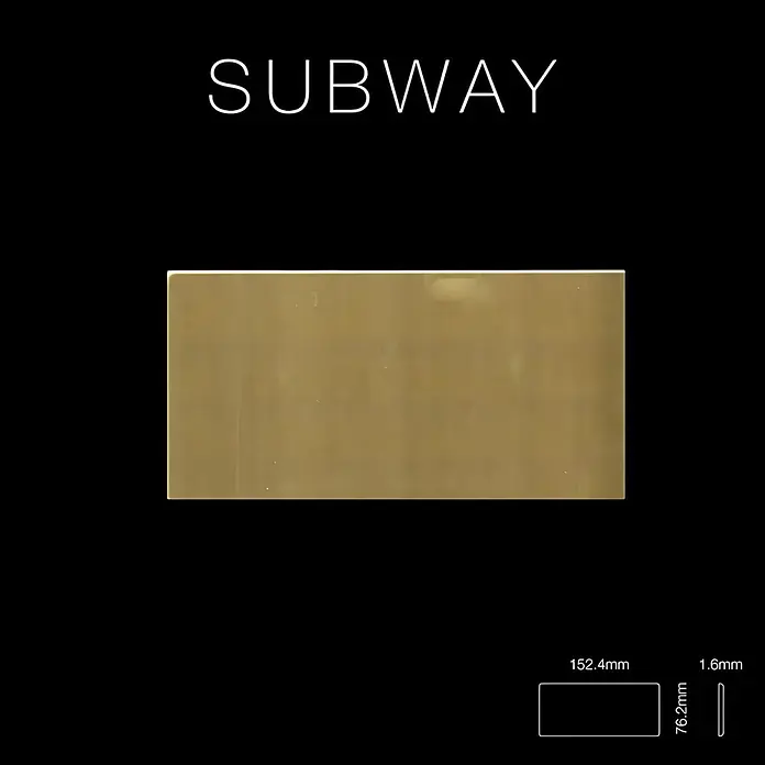 ALLOY Mosaikfliese Mosaik Fliese massiv Metall Messing gewalzt gold 1,6mm stark Subway-BM - 76 x 152 mm, Gold, Sonstiges - Rechteckige goldfarbene Messing-Subway-Fliese.