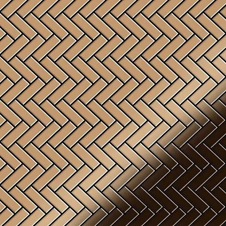 ALLOY  Mosaikfliese Mosaik Fliese massiv Metall Titan gebürstet kupfer 1,6mm Herringbone-Ti-AB