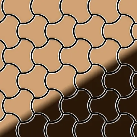 ALLOY  Mosaikfliese Mosaik Fliese massiv Titan hochglänzend kupfer 1,6mm stark Ubiquity-Ti-AM