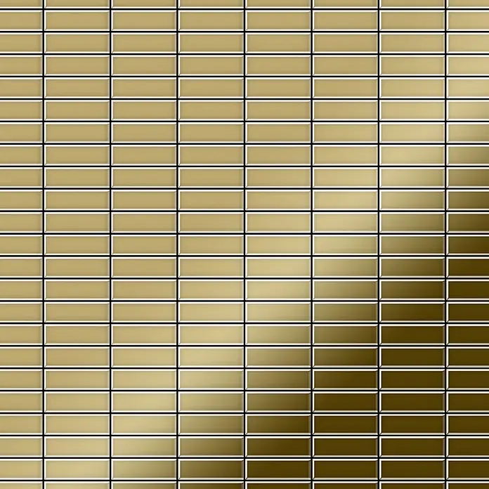 ALLOY Mosaikfliese Mosaik Fliese massiv Titan hochglänzend grau 1,6mm stark Cabin-Ti-GM - 316 x 329 mm, Grau, Hochglänzend - Gold- bis bronzefarbene rechteckige Metrofliesen mit Farbverlauf, ideal für Wände oder Fliesenspiegel.