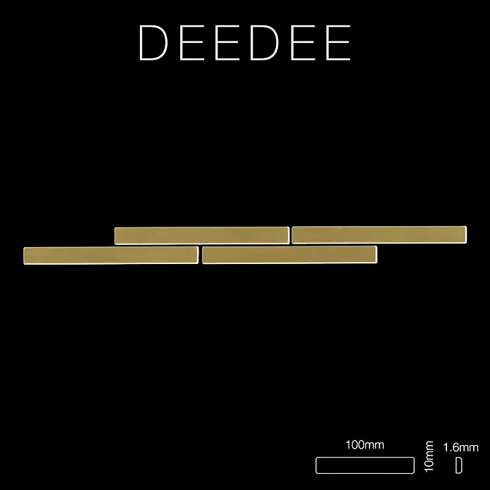 ALLOY Mosaikfliese Mosaik Fliese massiv Metall Messing gewalzt gold 1,6mm stark Deedee-BM - 316 x 247 mm, Gold, Sonstiges - DEEDEE: Goldfarbene Metallstreifen, 100x10x1.6mm, versetzt angeordnet.