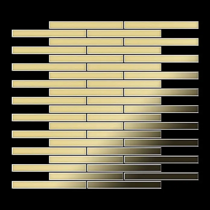 ALLOY Mosaikfliese Mosaik Fliese massiv Metall Messing gewalzt gold 1,6mm stark Deedee-BM - 316 x 247 mm, Gold, Sonstiges - Rechteckige Metall-Mosaikfliesen mit Farbverlauf von Hellgold zu Dunkelbronze, versetzt angeordnet.