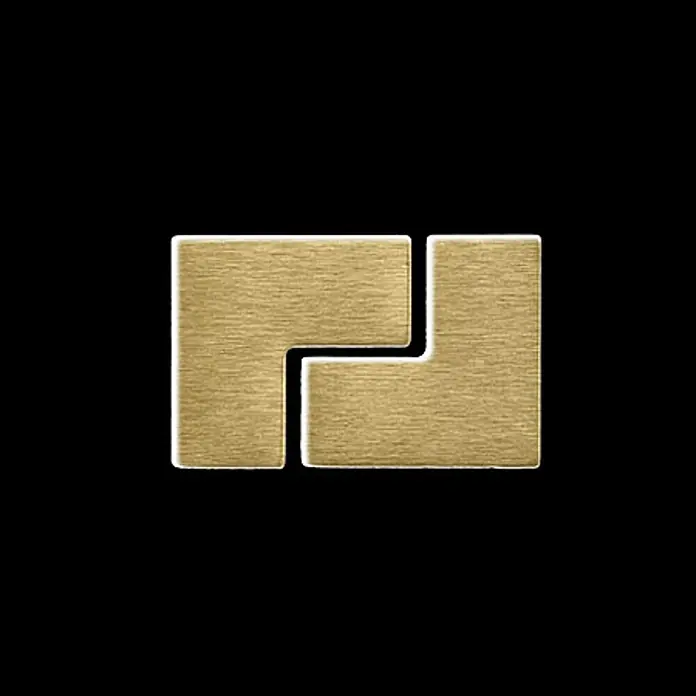 ALLOY Mosaikfliese Mosaik Fliese massiv Metall Titan gebürstet gold 1,6mm stark Kink-Ti-GB - 307 x 304 mm, Gold, Sonstiges - Zwei ineinandergreifende L-förmige Metallteile aus gebürstetem Gold.