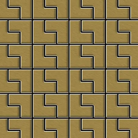 ALLOY  Mosaikfliese Mosaik Fliese massiv Metall Titan gebürstet gold 1,6mm stark Kink-Ti-GB