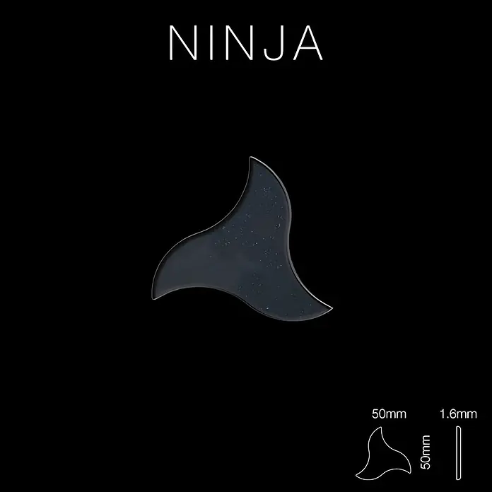 ALLOY Mosaikfliese Mosaik Fliese massiv Metall Rohstahl gewalzt grau 1,6mm stark Ninja-RS - 313 x 255 mm, Grau, Sonstiges - Dunkles, gesprenkeltes Ninja-Plektrum, 50x50x1,6mm, mit geschwungenem, ergonomischem Design.