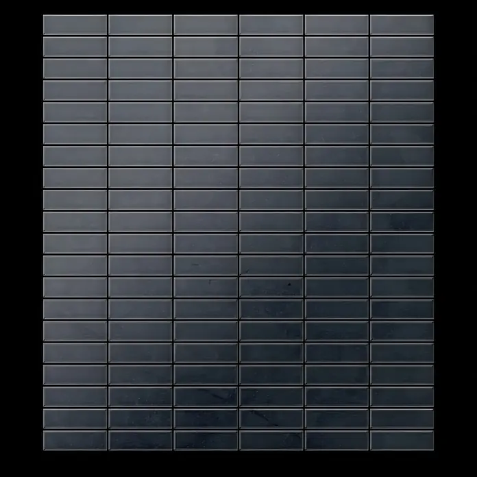 ALLOY Mosaikfliese Mosaik Fliese massiv Metall Rohstahl gewalzt grau 1,6mm stark Cabin-RS - 316 x 329 mm, Grau, Sonstiges - Anthrazitfarbene rechteckige Fliesen mit feiner Textur, in einem einheitlichen Gittermuster angeordnet.