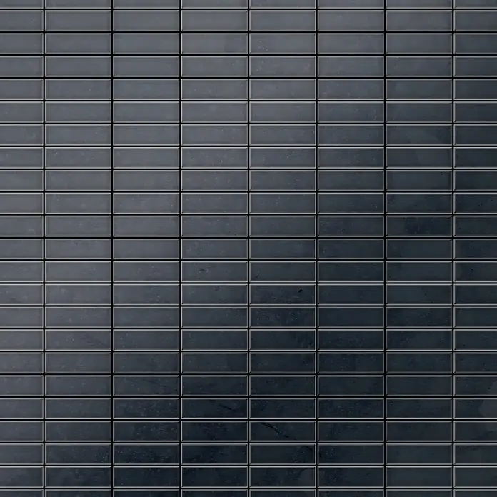 ALLOY Mosaikfliese Mosaik Fliese massiv Metall Rohstahl gewalzt grau 1,6mm stark Cabin-RS - 316 x 329 mm, Grau, Sonstiges - Dunkelgraue rechteckige Fliesen mit feiner Textur.